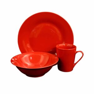 Gibson Home Ceramic 12pc dinnerware plate set, Red