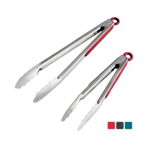 Home Basics 2pk stainless steel & silicone tongs, Black