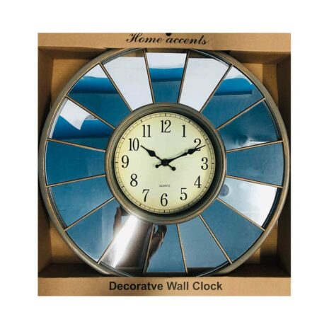 Silver Decorative Wall Clock with Mirrors