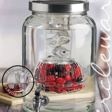 Circleware Valencia Glass Beverage Drink Dispenser with Ice Insert and Fruit Infuser - 2.7 Gallon