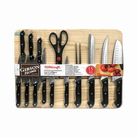 Gibson Home Wildcraft 15 pc. Cutlery Set with Wood Cutting Board