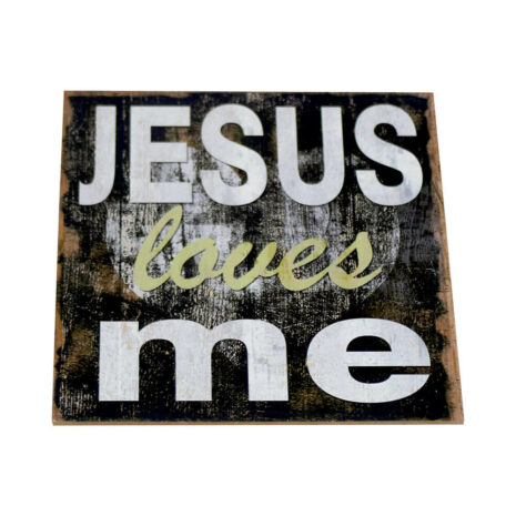 “Jesus Loves Me” Décor Wooden Plaque