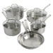 Martha Stewart Castelle 10Pcs Non-stick Stainless-Steel Cookware - Pot Set Set Long Handel Silver